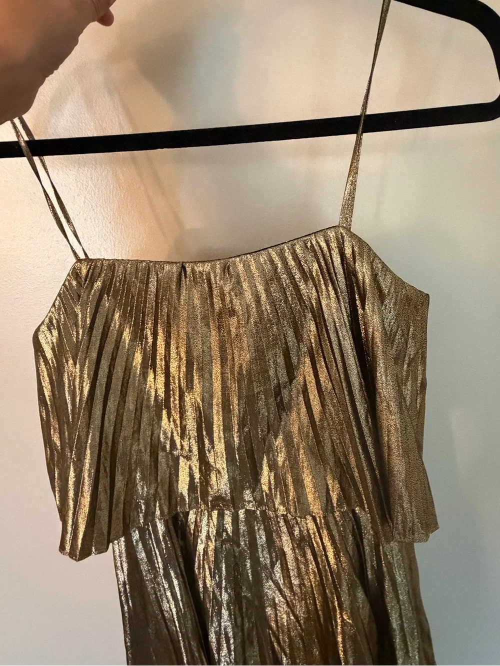 J Crew Metallic Gold women’s ' Party Dress with Spaghetti Straps
